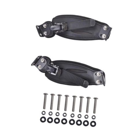 Two Piece Skateboard Foot Holder Set For Longboards And Scooters Aluminum Nylon Mounting Straps Easy Install Foot Band shown with screws.