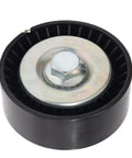 Heavy Duty Drive Belt Tensioner Pulley That Slams Fit 1 Series 3 Series 5 Series X1 X3 Z4 E46 E90 E81 E87 top view showing metal center and black plastic body