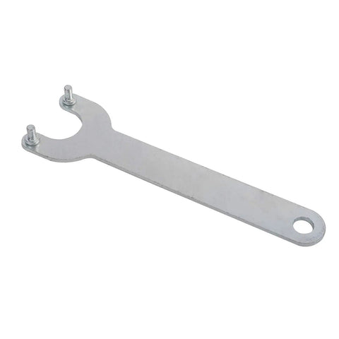 Silver angle grinder flange wrench from the Angle Grinder Flange Wrench And Six Flange Nuts Kit 5/8-11 Fits Dewalt Makita Bosch