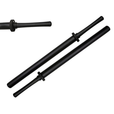 Two Pack 35 Inch Practice Padded Foam Sparring Sword Set With ABS Handle And PVC Core shown in close-up view.