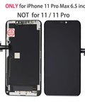 6.5 Inch Screen Replacement Kit for iPhone 11 Pro Max with LCD Display, 3D Touch Digitizer, and Frame Assembly shown front and back