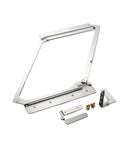 Slick 180 Degree Concealed Door Pivot Hinge For Solid Wood And Flat Folding Layouts showing stainless steel components and assembly parts.