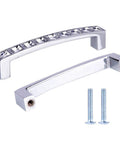 Decorative Crystal Glass Rhinestone Cabinet Pulls 4 Inch Overall Length With 3.8 Inch Center To Center Zinc Alloy with screws