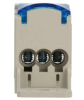 Rock Solid 80 Amp Din Rail Terminal Block Distribution Box With Fire Safe Housing showing front view with three connection screws.