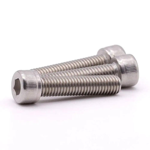 Top Tier 1/4-20 X 3/4 Inch 304 Stainless Steel Socket Head Cap Screws With Allen Hex Drive stacked in close view.