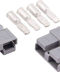 Front view: Allstar Performance gray 50A battery cable quick-disconnect pair for 6 AWG wire with crimp terminals