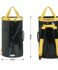 Climbing Rope Bag 55L, Heavy-Duty Polyester PVC Storage Backpack With Drawstring Closure, Yellow Straps, Water-Resistant Gear