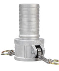 2 Pack Aluminum Cam Lock Fittings 2 Inch Cam And Groove Hose Connector Part C Female Coupling Multi Serrated Hose Shank detail view with latch.