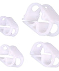 Set of 40 Piece Plastic Tube Clamps Kit with Four Sizes in white POM plastic, ideal for regulating liquids in wine, beer, and infusion bottles.
