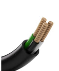 No Heavy Duty Generator Extension Cord 50 Foot 50 Amp 30 Amp Compatible 250 Volt 12500 Watt Power Cable showing inner copper wiring.