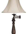 150W Three Way Swing Arm Table Lamp In Antique Rust Finish With Metal Construction Timeless Candelabra Style Retro Vibe For Home Office Lighting