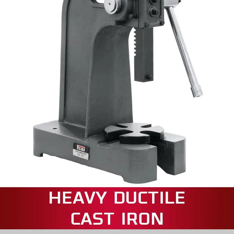 Pro Level 2 Ton Arbor Press With Precision Steel Ram And Slotted Top Plate, heavy ductile cast iron construction for durability.