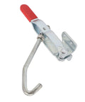 J Hook Toggle Clamp Galvanized Beefy Heavy Duty Draw Latch For Sawing Machines And Shelves Lightweight With Red Non Slip Grip