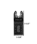 HYSHIER oscillating tool blade, black metal with built-in ruler marks, front view