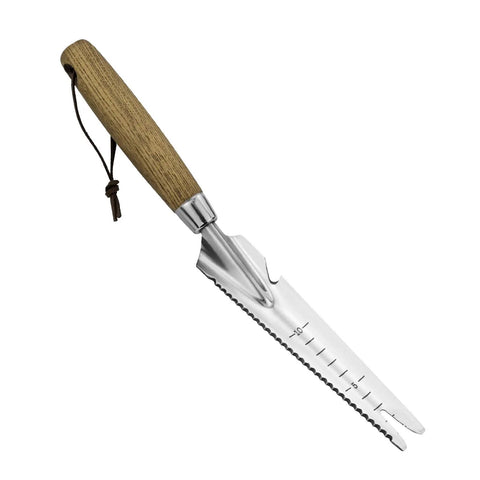 Stainless Steel Weed Trowel With Dandelion Fork And Serrated Edges, Manual Puller For Quick Weeding And Cutting, Garden Trowel With Measuring Scale