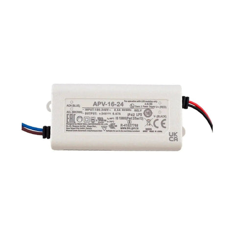 Compact 16W 24V Ac Dc Switching Power Supply With Class 2 Lps Safety Rating For Led Strips And Control Units, top view