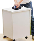 Heavy Duty Vacuum Lifter Set Of 2 8 Inch Suction Cups with metal handle lifting wooden cabinet on horizontal surface