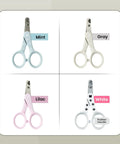 Lever Action Stainless Steel Cat Nail Clipper With A Slim 30 Percent Thinner Blade For Precise Quick Cuts, Clear View, And Easy At Home Grooming, Japanese Craftsmanship, Comfortable Grip, Perfect For Your Feline Friend. Mint, gray, lilac, and white cat nail clippers with rubber handle