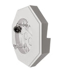 Vertical Siding Lamp Mount Kit With Built-In Box For Lights One Half Inch PVC, white octagon with mounting screws