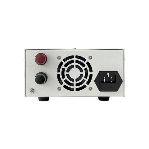 Rear view of Beefy 600W DC Power Supply 0-60V 0-10A Adjustable Lab Bench Unit With High Switching For Electronics Repair And Testing, Stable Voltage Current, Over Current And Over Voltage Protection, 110V Input with fan and AC inlet