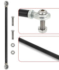 Throttle Linkage Adjustable Kit With Ten And A Quarter Inch To Eleven And Three Quarters Inch Reach Aluminum Alloy Rod Ends Universal Car Fit Left And Right Hand Threads Easy Install For Street And Track Rides Durable Performance Upgrade black linkage rod with rod ends and hardware