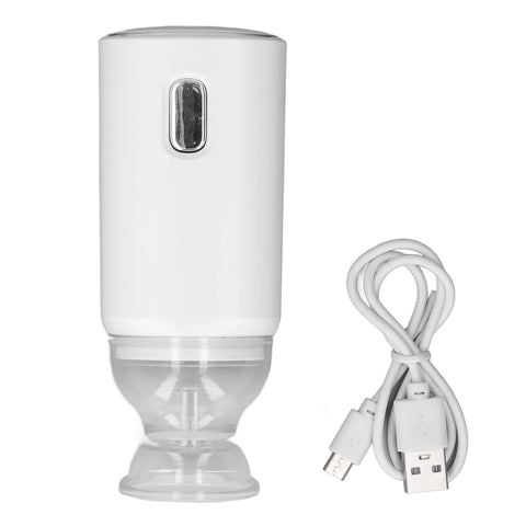 Electric air pump, cordless 5V USB-powered, white plastic, front view