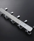 Two Piece Five Hook Wall Mounted Coat Rack Made From Solid Stainless Steel Featuring A Polished Mirror Finish Great For Bathrooms Bedrooms And Hallways A Real Deal Storage Solution - Close-up view showing hooks.