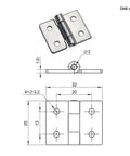 Front view: stainless steel damping torque cabinet hinge; 1pc, Amazon brand; shows mounting holes and hinge barrel.