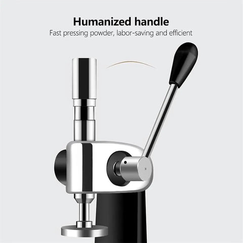 Top Shelf 58 Mm Coffee Tamper With Ergonomic Grip And Solid Steel Base For Zero Sweat Espresso Compaction And Barista Grade Pulls Straight From Your Kitchen Counter, showcasing efficient humanized handle.