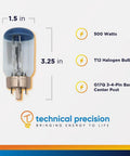 Image displaying the Powerful 500W Carousel Light Projector Replacement Bulb for Eversmart Carousel 600 with G17Q 4-pin base.