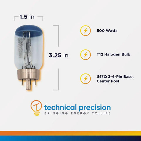 Image displaying the Powerful 500W Carousel Light Projector Replacement Bulb for Eversmart Carousel 600 with G17Q 4-pin base.