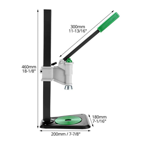 Side view of Adjustable Bench Bottle Capper Workhorse With Metal Lever For Beer Soda And Home Brewing Heavy Duty Cap Pressing Machine.