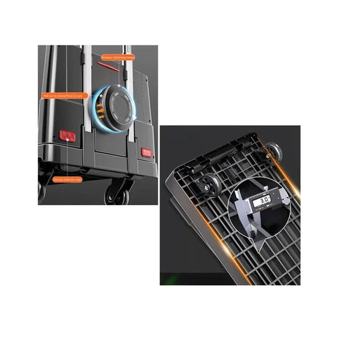 Heavy Duty Folding Hand Truck And Portable Flat Cart For Easy Transport Black Trolley Haul Heavy Loads At Home Or On The Go With Large Capacity And Smooth Four Wheel Mobility For Groceries Tools And Camp Gear, folded black 4-wheel cart with locking wheels