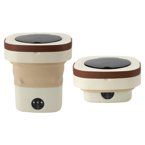 Ultra Compact Portable Washing Machine 8.5 Liter Foldable Mini Laundry Tub for Delicate Baby Clothes and Camping Essentials in two sizes.