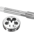 7/16 20 UNF Left Hand Tap And Die Set, High Speed Steel Machinist Grade reverse thread tools showing die and tap.