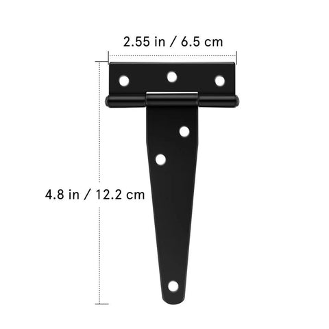 Six Pack Four Inch T Shaped Rust Proof Iron Light Shed Hinges For Doors And Cabinets Galvanized Built To Last Durable Black Finish