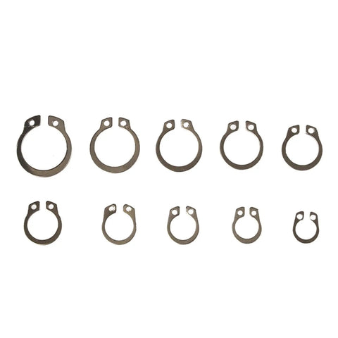 Durable 304 Stainless Steel External Circlip Kit with 100 Pcs Assortment of 8 to 18mm Shaft C Type Snap Rings