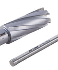 ACTOOL annular cutter, 1'' diameter, 2'' depth of cut, carbide-tipped with 3/4'' Weldon shank, front view