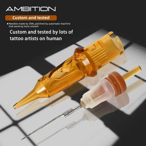Tattoo Cartridges No 8 Bugpin 11RL Needle Set Disposable 20Pcs 0.25mm 11 Round Liner in amber and white casing