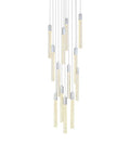 Modern 13 Light Chrome Pendant Chandelier With Brilliant Crystals That Truly Hits Different In Large Rooms And Makes Every Dinner Party A Total Vibe Upgrade At Home, featuring cascading crystal tubes.
