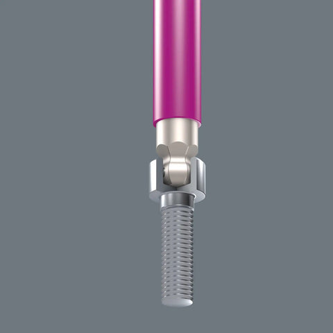 Close-up of L Key Set 3950/9 Hex Plus Multicolor HF Stainless Steel tool showing screw holding function on long arm