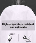 Versatile Two Piece Cleanroom Suit With Built Hood And Ultra Breathable Fabric Designed For Zero Sweat On The Shop Floor Featuring Secure Elastic Cuffs For A Slick Lockdown Profile That Rolls Smooth Throughout The Daily Grind, highlighting high-temperature resistance.