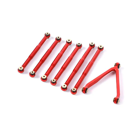Axial SCX24 C10 1/24 RC Crawler Aluminum Alloy Suspension Rod Links Set Red Upgrade Parts CNC Machined For Lightweight Tough Rugged Performance And Durable Build For Serious Off Road Use red aluminum suspension links set with Y-link