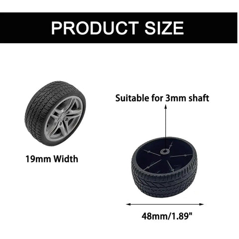 12 Piece RC Car Wheel Set With Rubber Tires And 3Mm Shafts For RC Cars Trucks Robots Boats And Helicopters 48mm 19mm Wide Tire