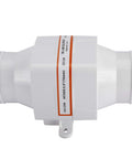 Heavy Duty Inline Marine Bilge Blower Fan DC 12 Volt 130 Cfm Slick White Abs Housing with intake measurement and mounting