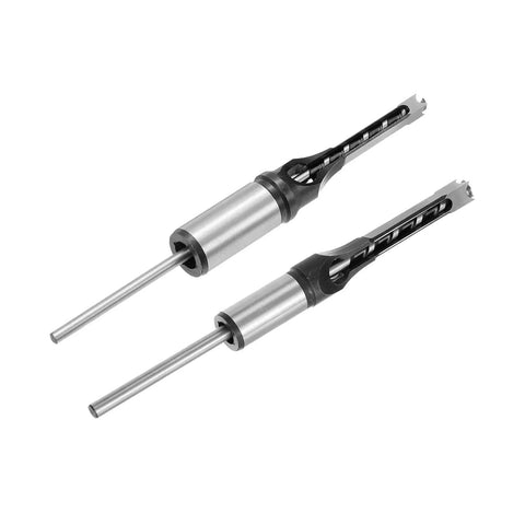 These Kickass Woodworking Drill Bits Feature Two Top Notch Square Hole Chisels For Fast Hollow Mortising On Any Lumber Project Including Half And Five Sixteenths Inch Sizes Today, showing two chisel drill bits.