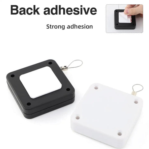 Automatic Retractable Door Closer Set Two Pack, Black ABS Plastic Self-Closing Cable Door Closers with back adhesive