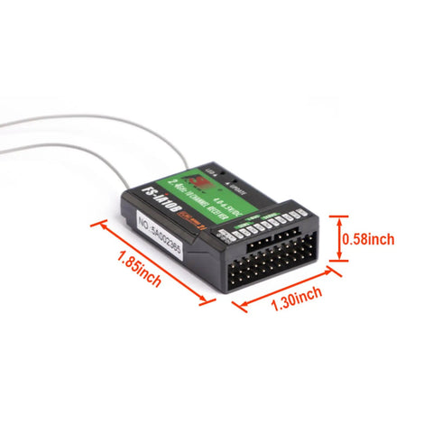 Beefed-Up 10 Channel 2.4GHz RC Receiver With iBus PPM Dual Antenna AFHDS2 shown with dimensions labeled in inches