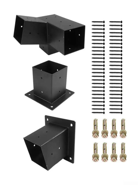 Beefy Slanted Roof Pergola Bracket Set With Wall Mount Steel Hardware For 4 By 4 Wood Posts For Porch Gazebo And Backyard Outdoor