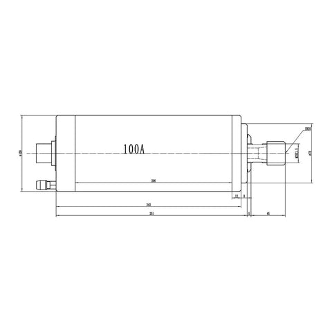 Top Shelf 4KW Air Cooled Spindle Motor With Er20 Er25 Collet For Cnc Milling And Engraving Machines 18000 Rpm detailed dimensions drawing.